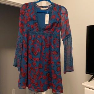 Abercrombie & Fitch. Blue and red long sleeve mini dress.
